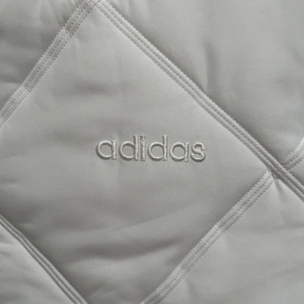 Adidas White Quilted Puffer Jacket Diamond Stitch Full Zip Mens‎ Large L